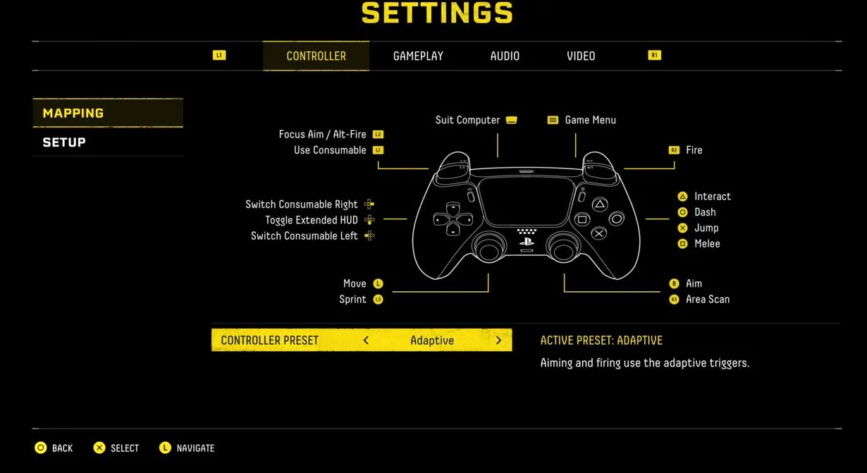 Returnal le permite cambiar a una configuración de controlador más tradicional en la pantalla de opciones.