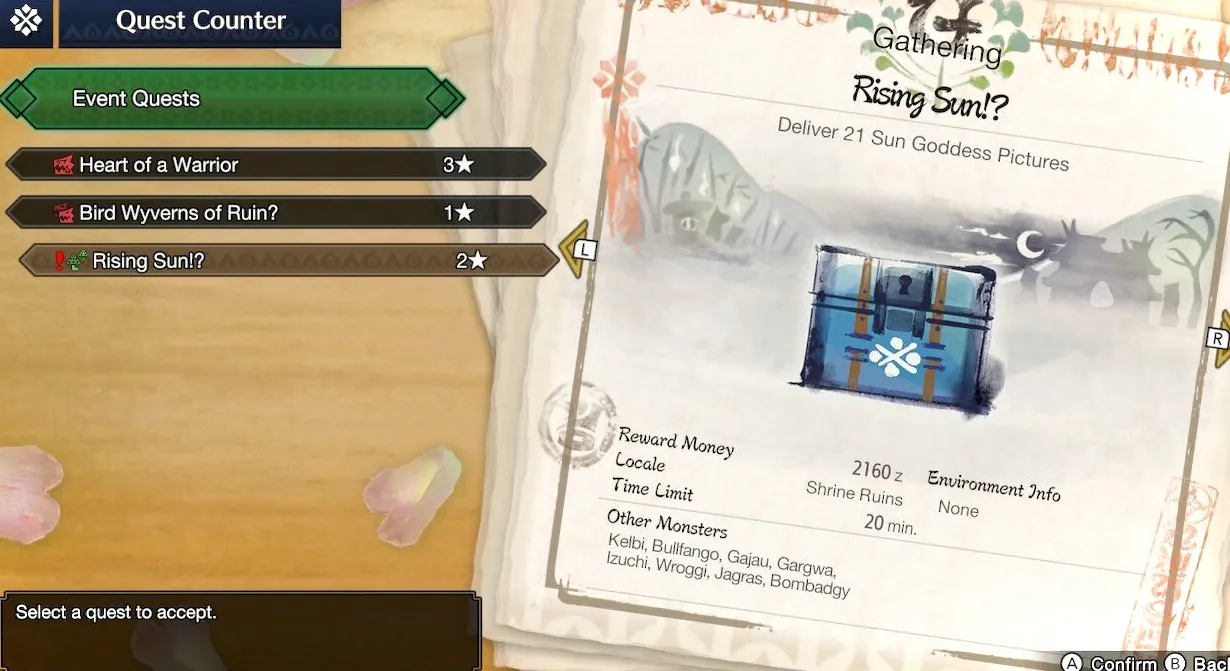 Okami Event Quest es una misión de dos estrellas ambientada en Shrine Ruins