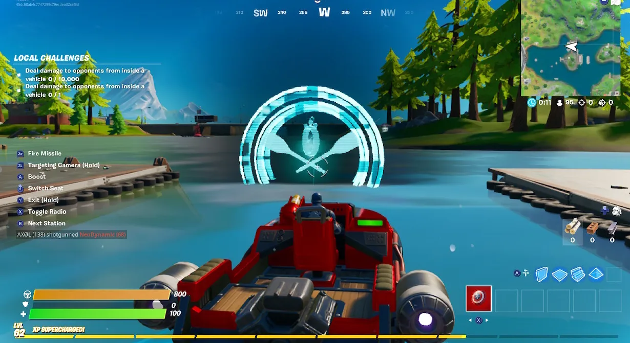 Desafío Caos en lancha motora de la temporada 3 de Fortnite