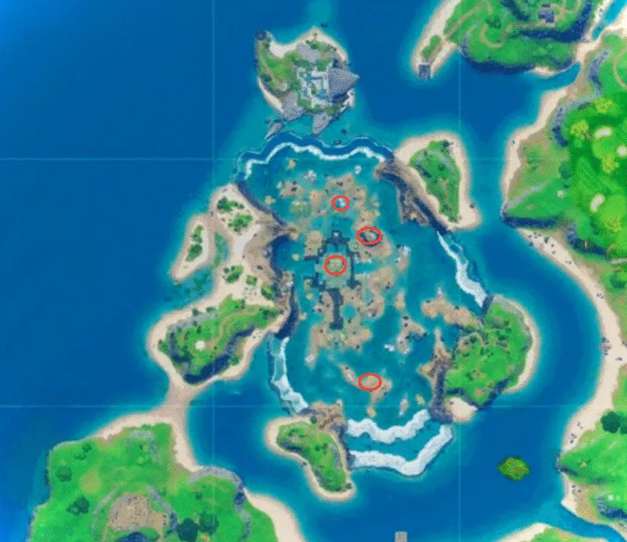 Ubicaciones de los anillos flotantes del Castillo de Coral de Fortnite