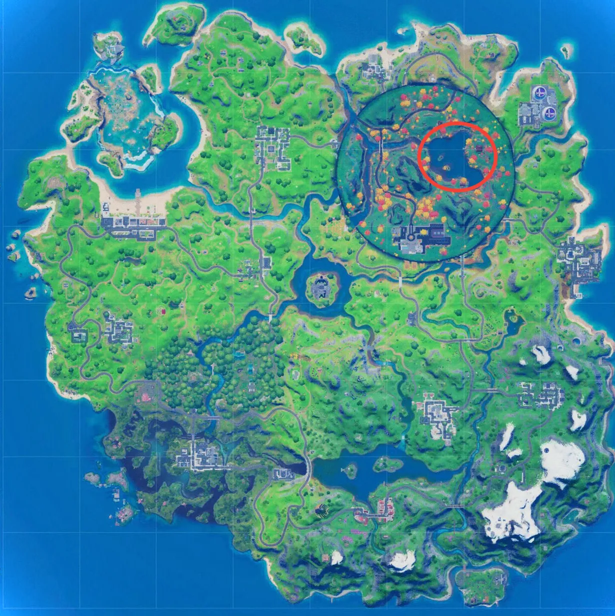 Ubicación del lago Corazón de Fortnite