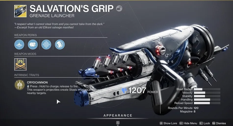 Necesitarás Salvation's Grip para obtener el poder de destruir Entropic Shards.