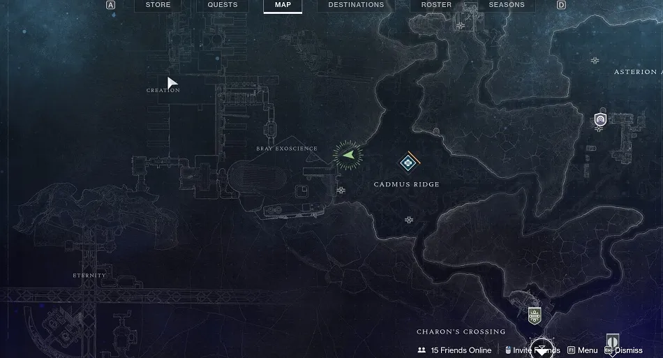 Verifique la esquina oeste de Cadmus Ridge, pero en la elevación más baja a la que pueda llegar.
