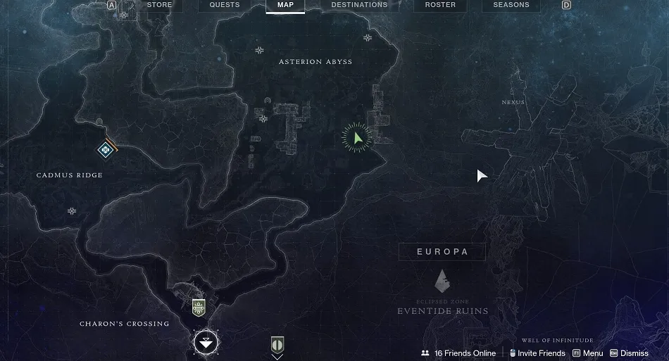 A continuación, dirígete a Asterion Abyss: ve al sur de la entrada al Nexus.