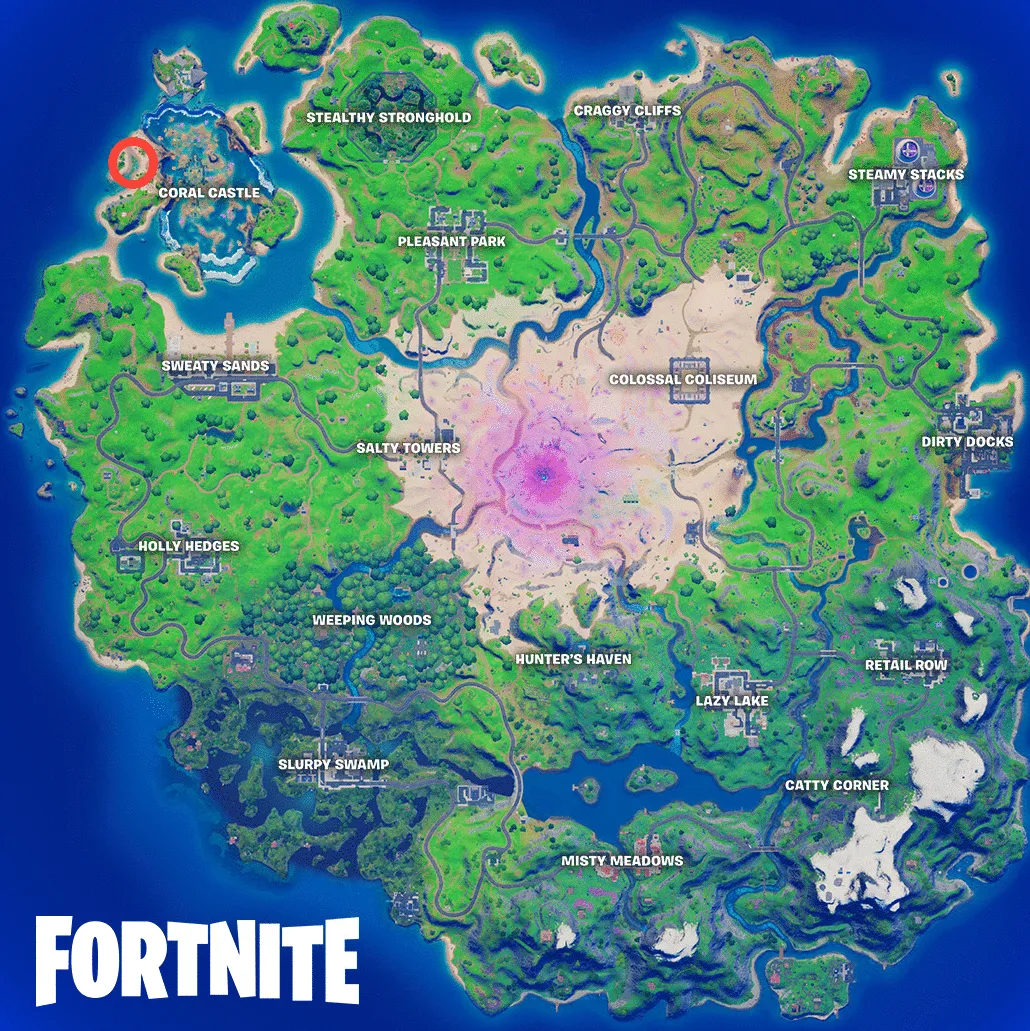 Ubicación del desafío Fortnite Signal The Coral Buddies