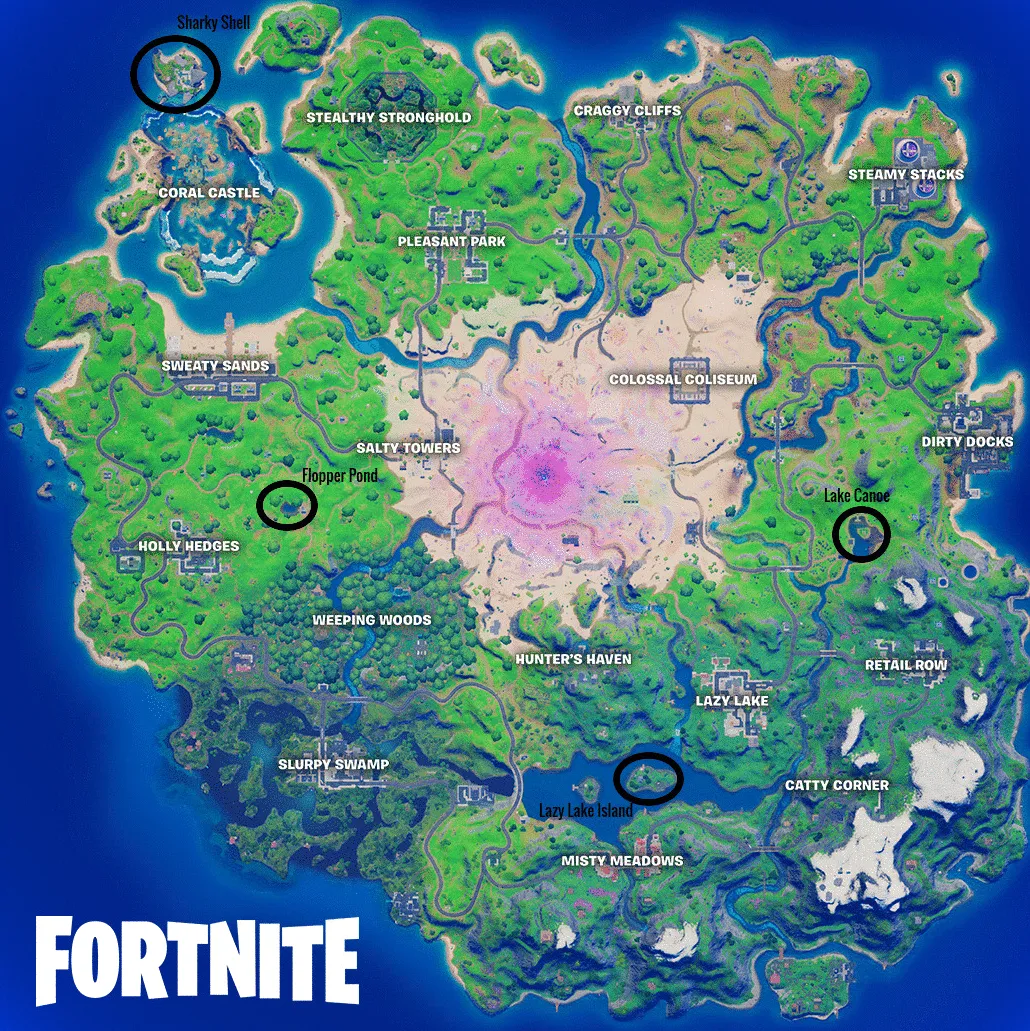 Guía de lugares de pesca explosivos de Fortnite
