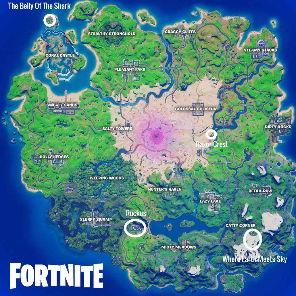 Ubicaciones de armaduras Fortnite Beskar