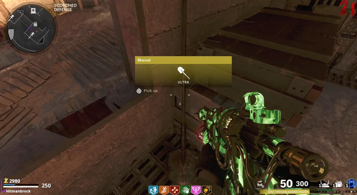 Puedes encontrar la pala en el área de Scorched Offense.