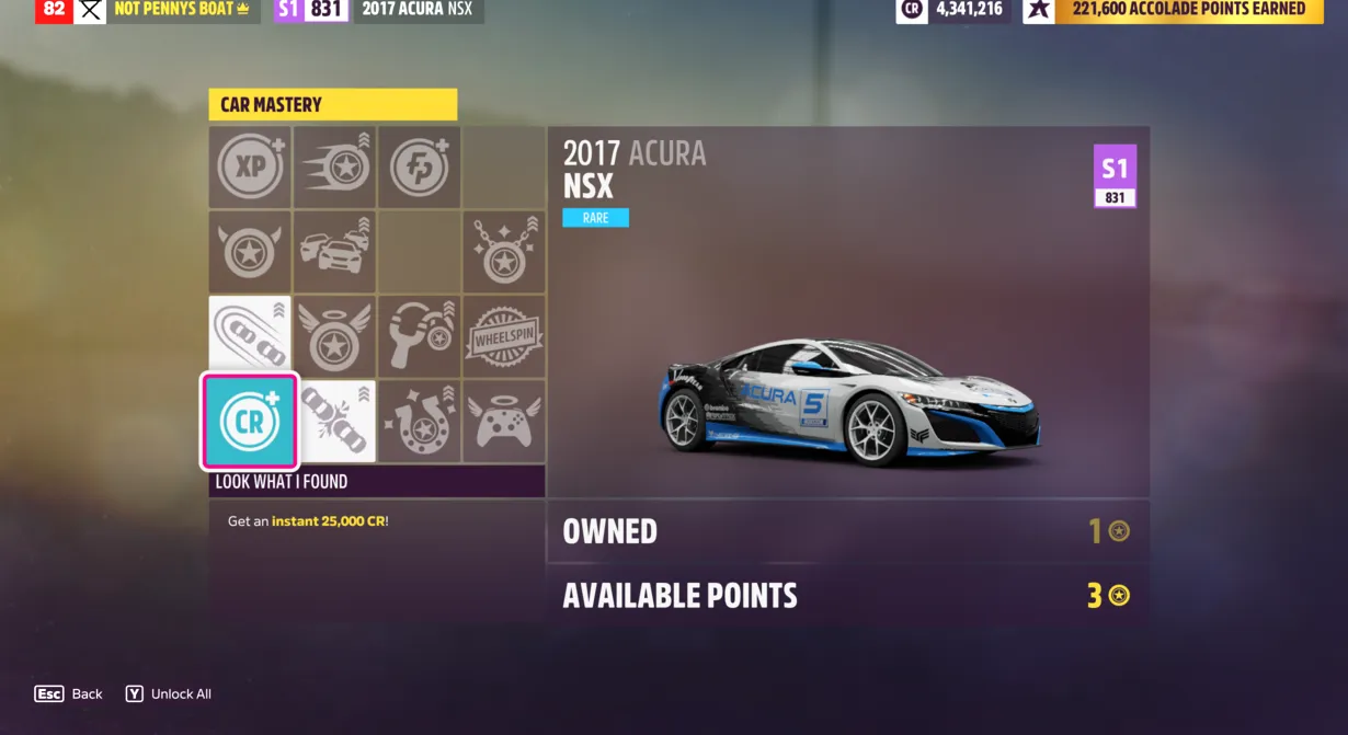 Hay créditos gratuitos que se pueden reclamar en los árboles de habilidades de dominio del automóvil.