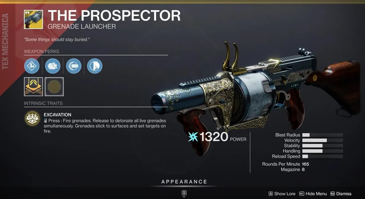 Controla los puntos de bloqueo clave con The Prospector, cuyas granadas puedes detonar de forma remota para permitirte colocar trampas.