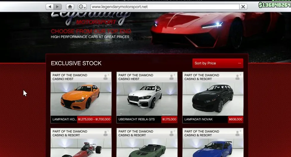 El sitio web de Legendary Motorsport