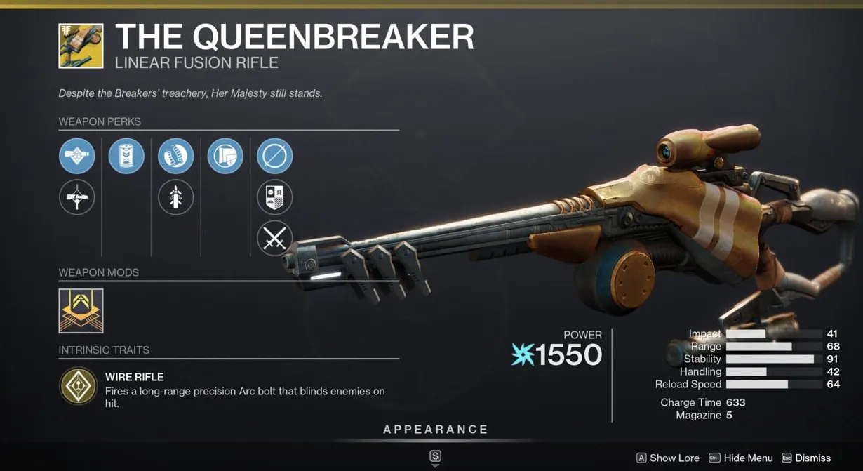 Acertar disparos a la cabeza con The Queenbreaker es divertido y fácil en casi cualquier rango.