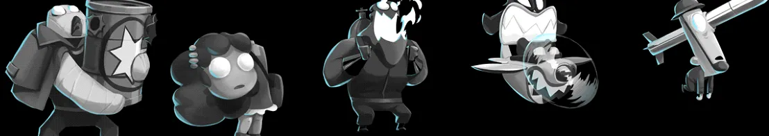 De izquierda a derecha: Veteran, Bombara, Roaster, Bombaron y Caderact
