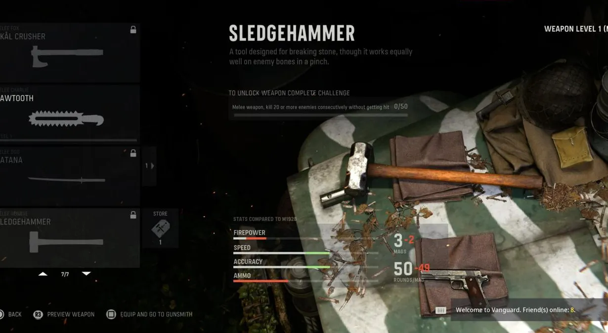 Desafío de desbloqueo del modo Zombies para el Sledgehammer