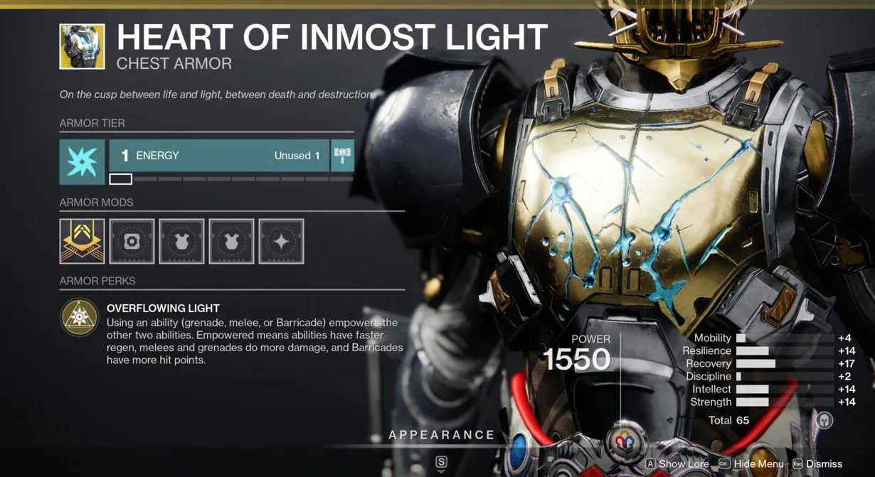 Usar tus habilidades aumenta y carga tus otras habilidades con Heart of Inmost Light.