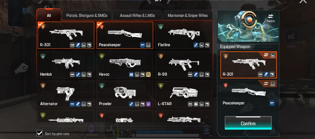 Tienes acceso a la mayoría de las armas en Apex Legends Mobile en Team Deathmatch.