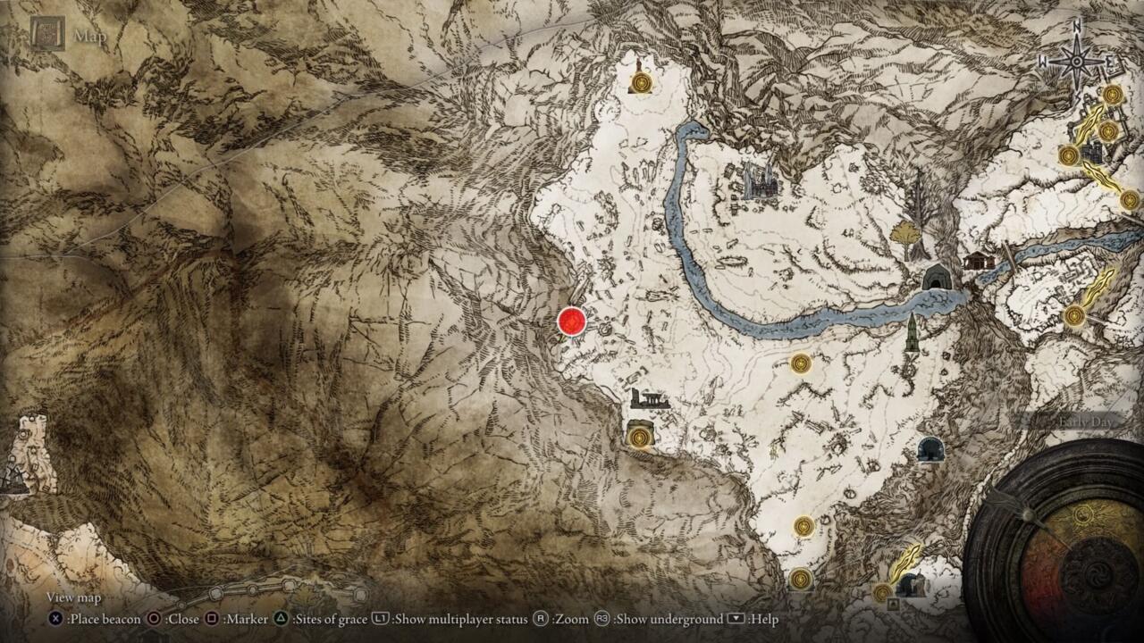 Encontrarás el portal al Palacio Mohgwyn en un acantilado al noroeste de las Ruinas de Yelough Anix.